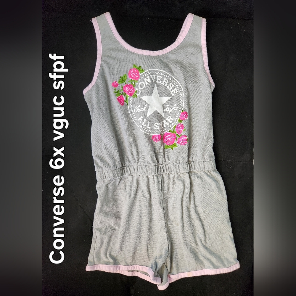 Converse Girls Grey Romper with Pink Rose Accents